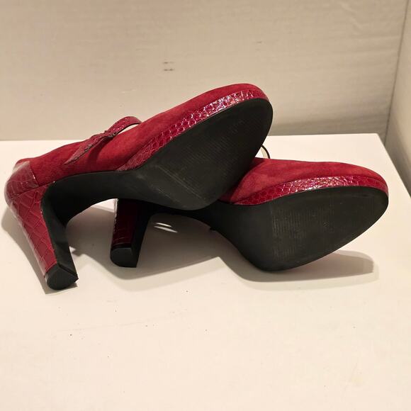Alfani 9.5 Britnee Platform Mary Janes Croc Embossed Heels - Picture 3 of 7